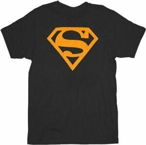 Orange Superman Logo - Adult Men's DC Comics Super Hero Superman Neon Orange Logo Black T