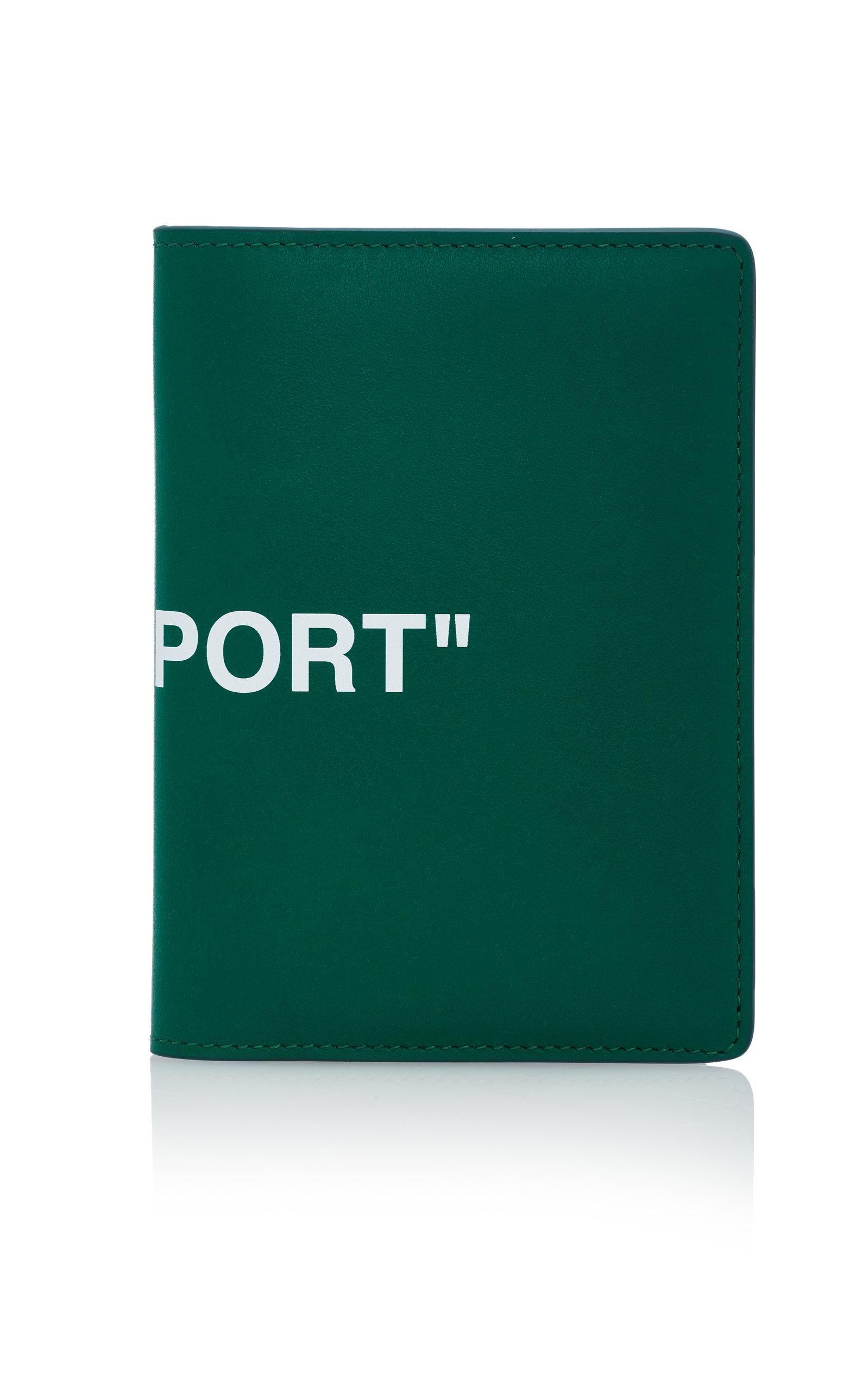 Green White C Logo - Off White C O Virgil Abloh Quote Passport Leather Wallet In Green