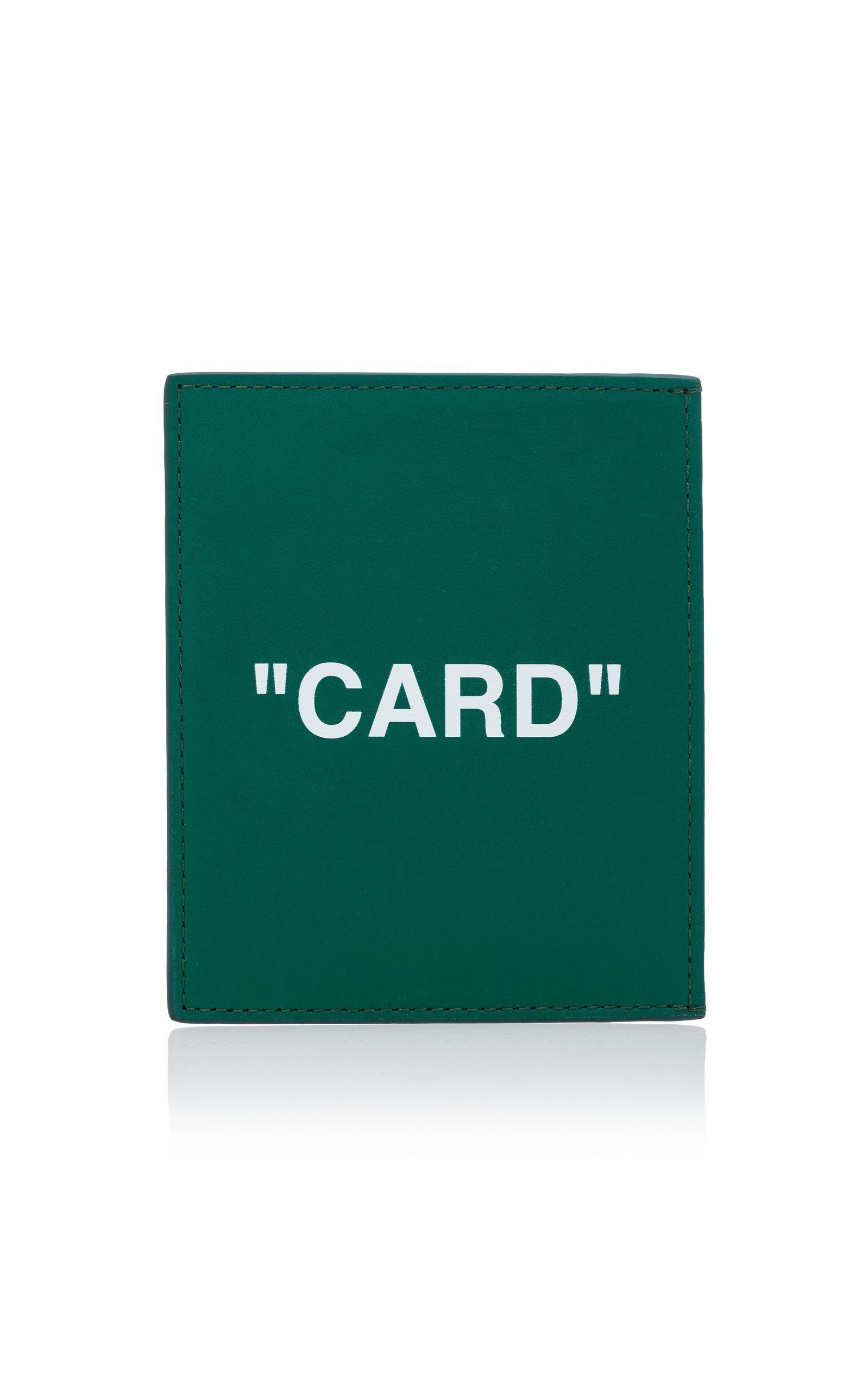 Green White C Logo - Off White C O Virgil Abloh Quote Leather Cardholder In Green