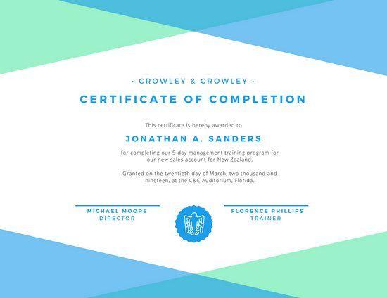 Green White C Logo - Green, White, & Blue Certificate of Completion - Templates by Canva