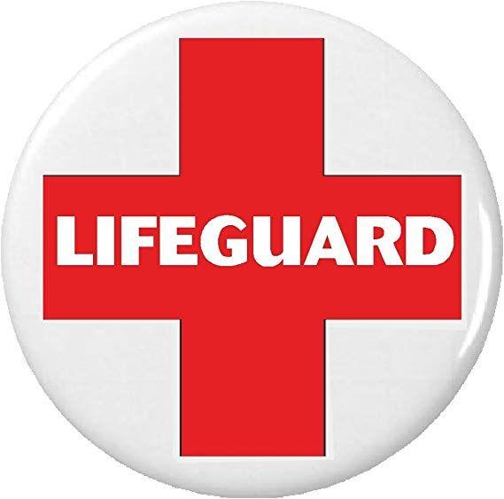 Red and White Cross Logo - Classic Lifeguard Symbol Sign Button Pin Red & White