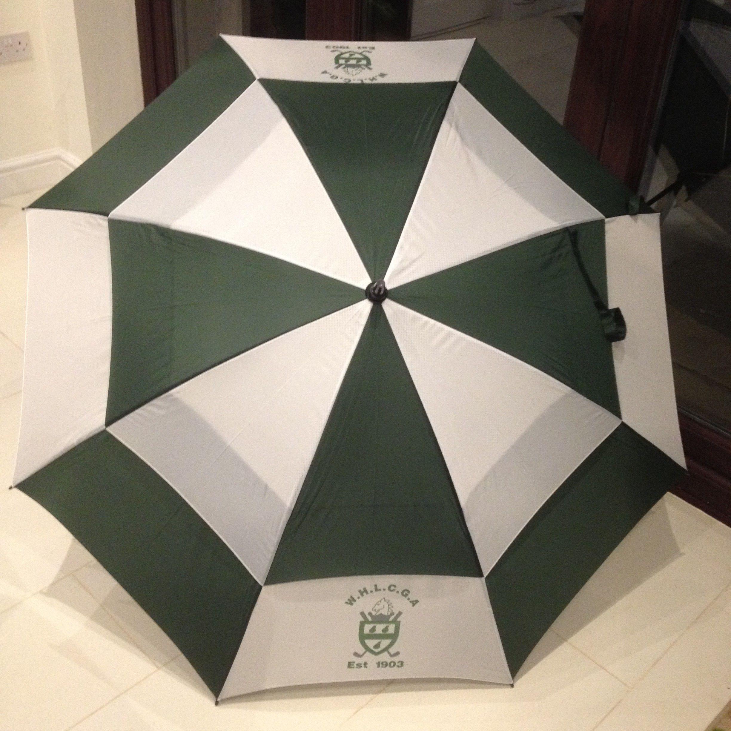 Green White C Logo - NEW Merchandise. Green White Vented Umbrellas With County Logo