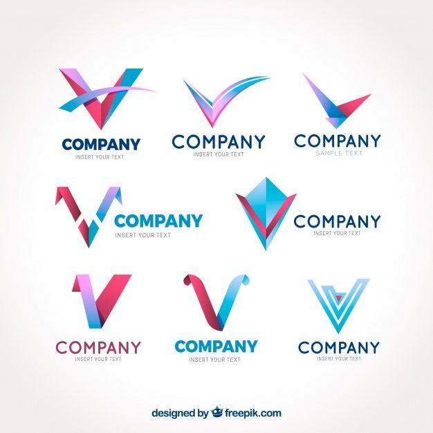 Modern Company Logo - Pack of modern v logos Vector