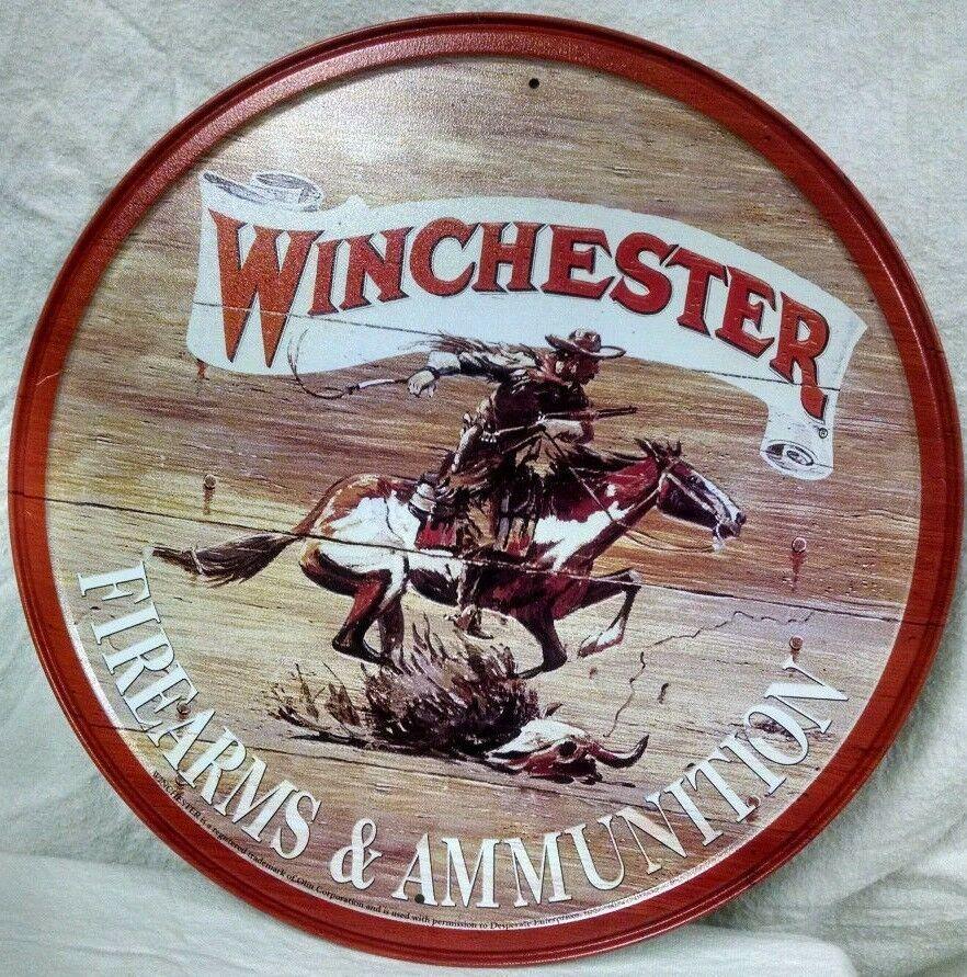 Whinchester Logo - Winchester Logo Metal Tin Sign Cowboy Horse Firearms Guns Western ...