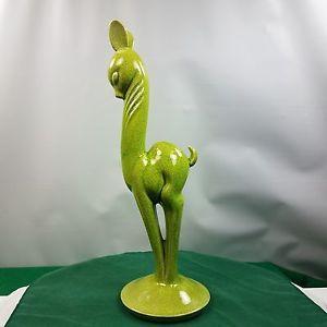 Green Tail and Red Wing Logo - Rare Red Wing Pottery 1949 Standing Deer Number 1364 In Green