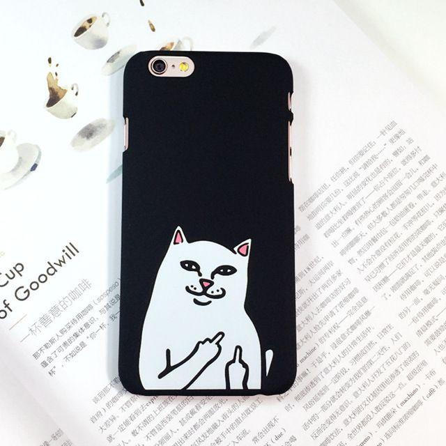 White Cat Case Logo - Weird Finger White Cat Pc plastic hard case for iphone 6 6s