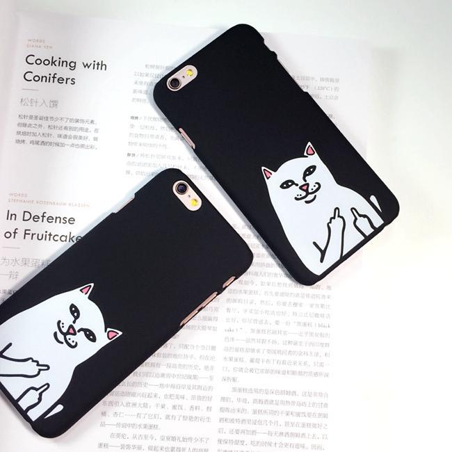 White Cat Case Logo - Weird Finger White Cat Case for iPhone 5, 6, 7 – Trendime