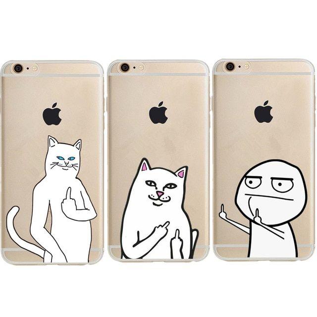 White Cat Case Logo - Funny Weird Finger White Cat Pc plastic hard Transparent Phone Cover ...