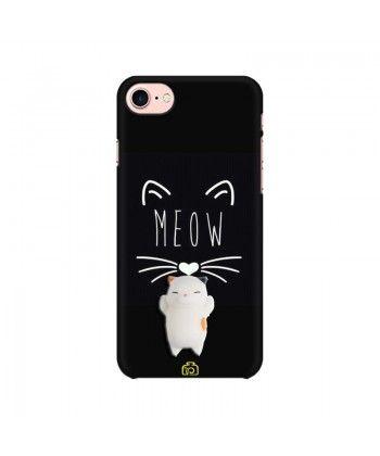 White Cat Case Logo - Trendy Hard Matte Finish Mobile Cover with cute Squishy White Cat