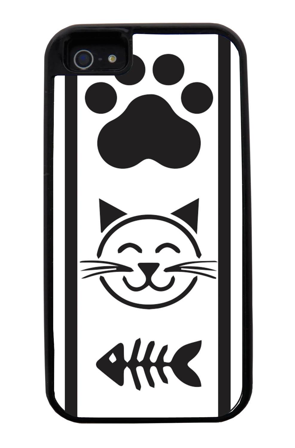 White Cat Case Logo - iPhone 5 / 5S Cat Case Black Cat Icons on White Simple Stencils Cutout