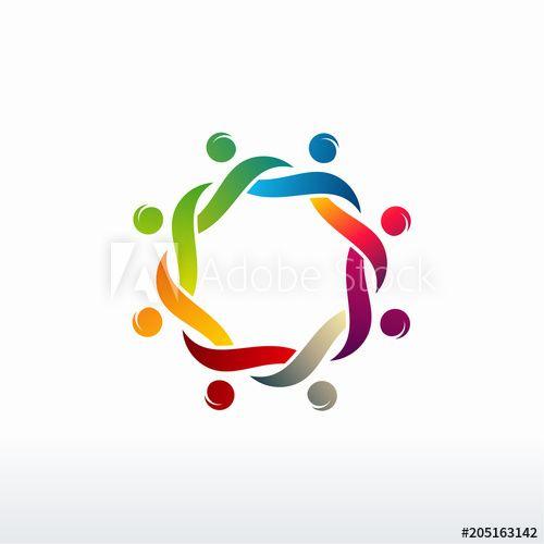 Teamwork Logo - Colorful Happy people vector, Community logo. Teamwork logo ...