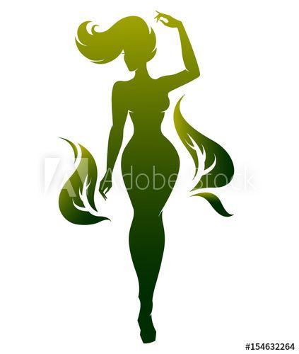 Green Person Logo - green shape of beautiful woman icon cosmetic and spa, logo women on ...