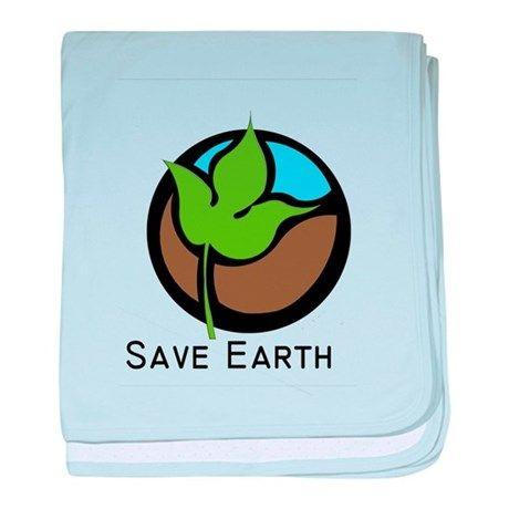 Blue and Green Earth Logo - Save The Earth Logo baby blanket by listing-store-71146690