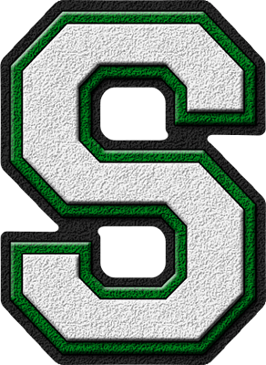 Green Letter S Logo - Presentation Alphabets: White & Green Varsity Letter S