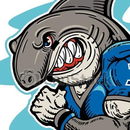 Shark Football Logo - EPS Vector of shark football player - mean shark football mascot ...