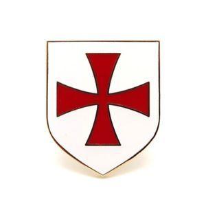 Red and White Cross Logo - Pins Shield Templar Pin's Knight Metal Enamel White Cross Pattee Red