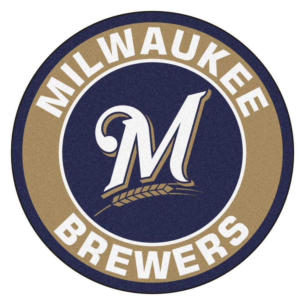 Milwaukee Brewers Logo - FANMATS MLB Milwaukee Brewers Gold 2 ft. x 2 ft. Round Area Rug