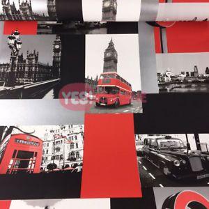 Red Black and Silver Logo - London Wallpaper Taxi Clock Car Collage Red Black Metallic Silver ...