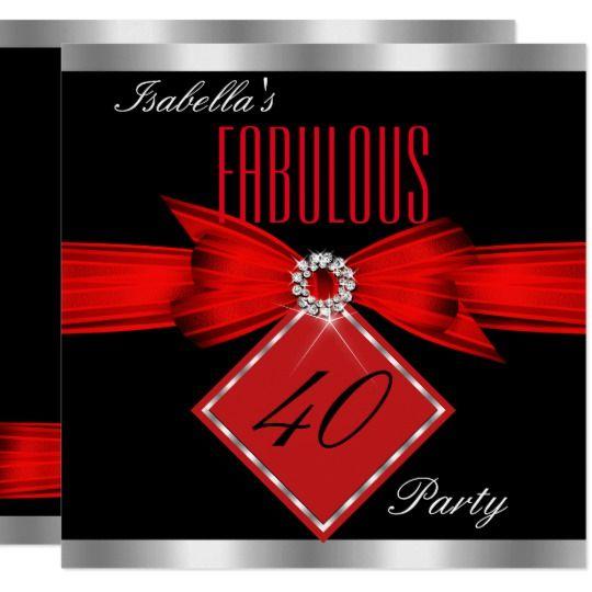 Red Black and Silver Logo - Fabulous 40 Red Black Silver Birthday Party Invitation | Zazzle.co.uk