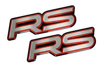 Red Black and Silver Logo - 2x (pair Set) RS Red Black Silver Highly Polished Aluminum Silver