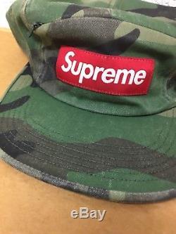 S a Red Box Logo - Supreme Woodland Camo Front Panel Zip Camp Cap Hat S S 17 Red Box