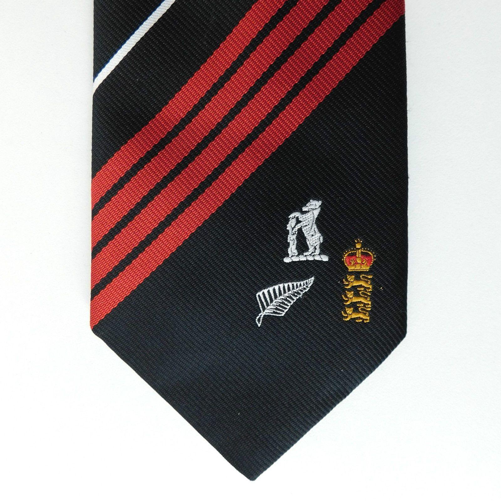 Red Black and Silver Logo - Cricket tie England v New Zealand Edgbaston 1990 Silver Fern red