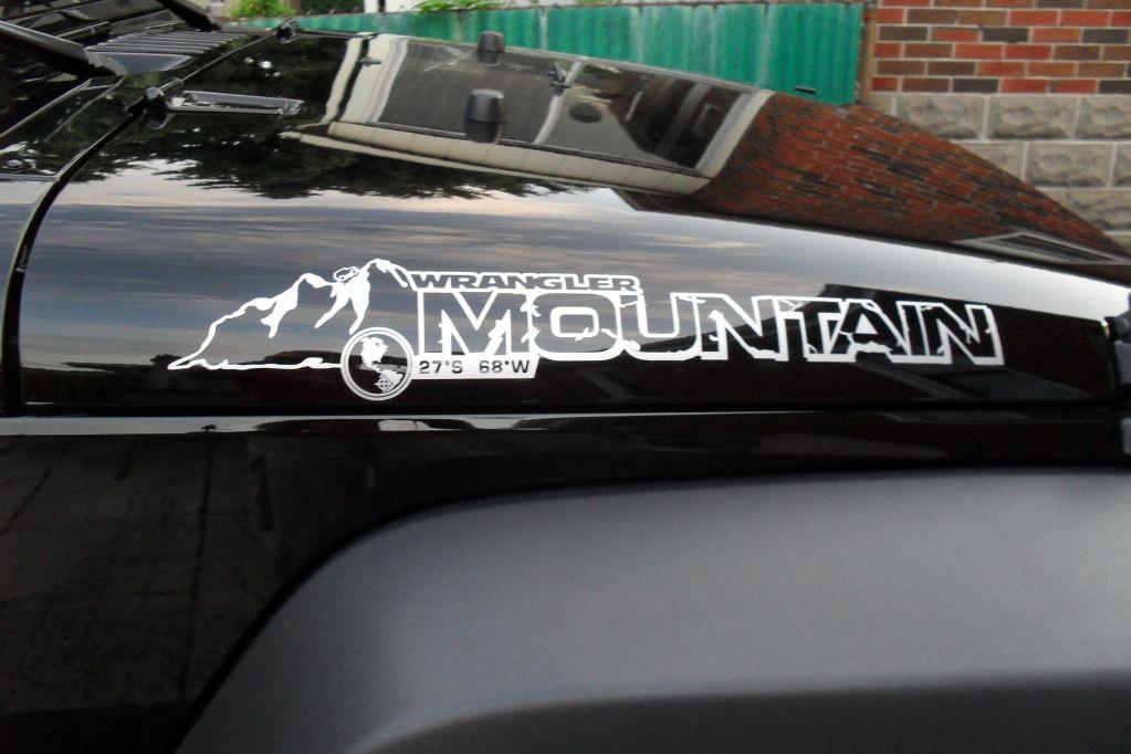 Jeep Wrangler Mountain Logo - Product: 2 Jeep Rubicon Mountain JK Hood Sticker Decal