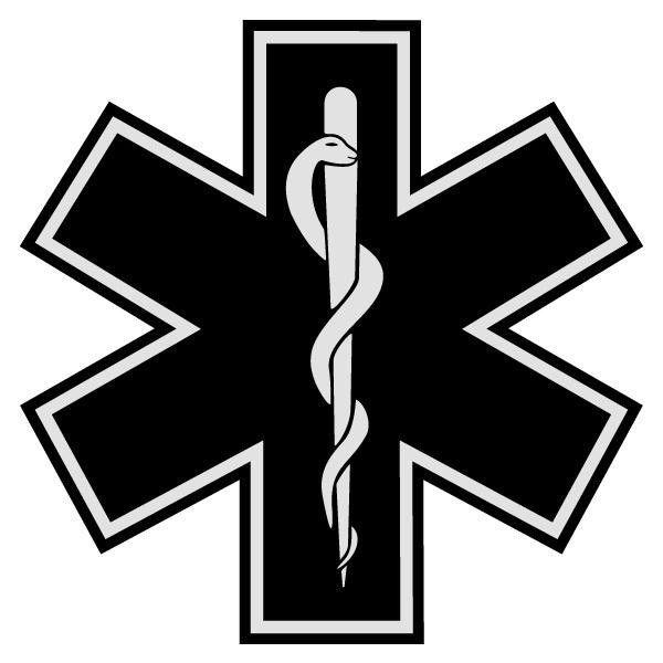 White and Black Star Logo - Black Star of Life Reflective Emergency Medical EMT Die Cut Border