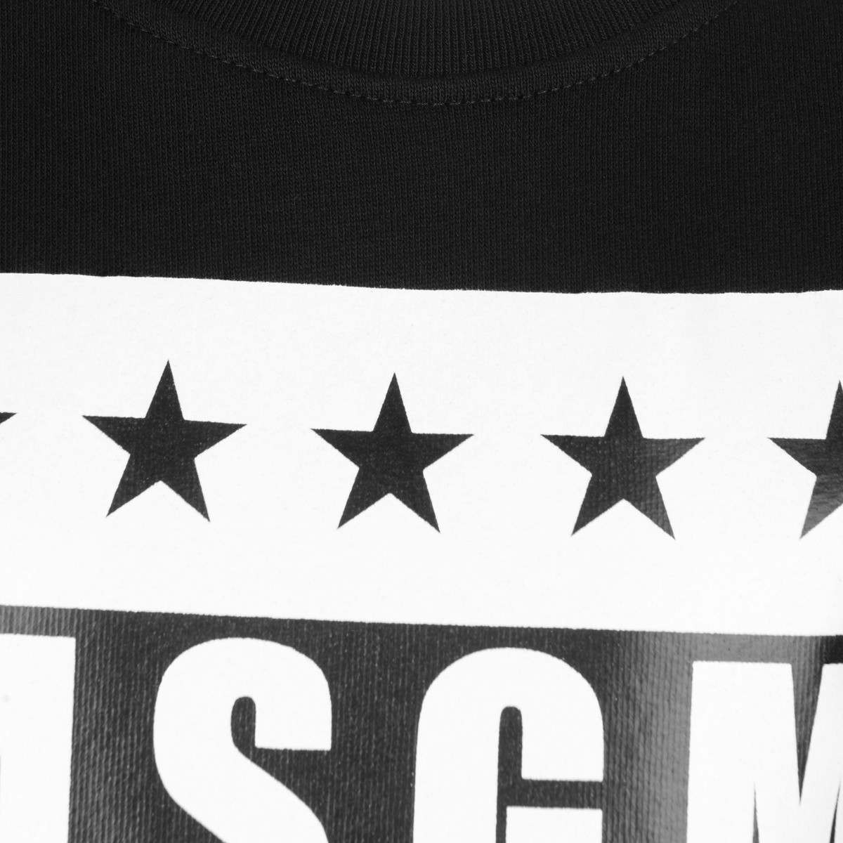White and Black Star Logo - MSGM Boys Black Star Logo Sweater