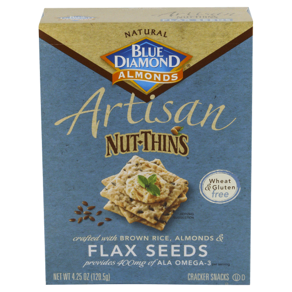 Blue Diamond Nut Thins Logo - Blue Diamond Almonds® Artisan Nut-Thins® Brown Rice Almonds & Flax ...