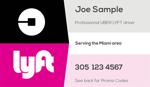 Uber Lyft Logo - Uber business cards printed by Printelf - Free templates