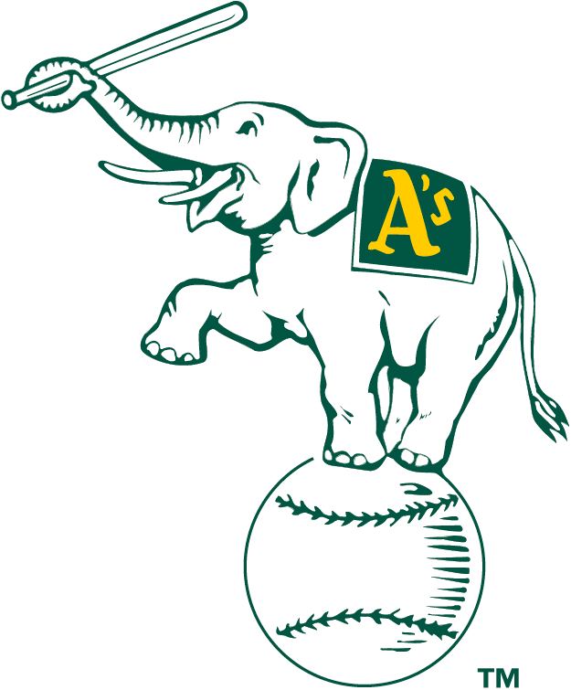 Oakland Athletics Elephant Logo - Oakland Athletics Alternate Logo (1988) - A white elephant standing ...