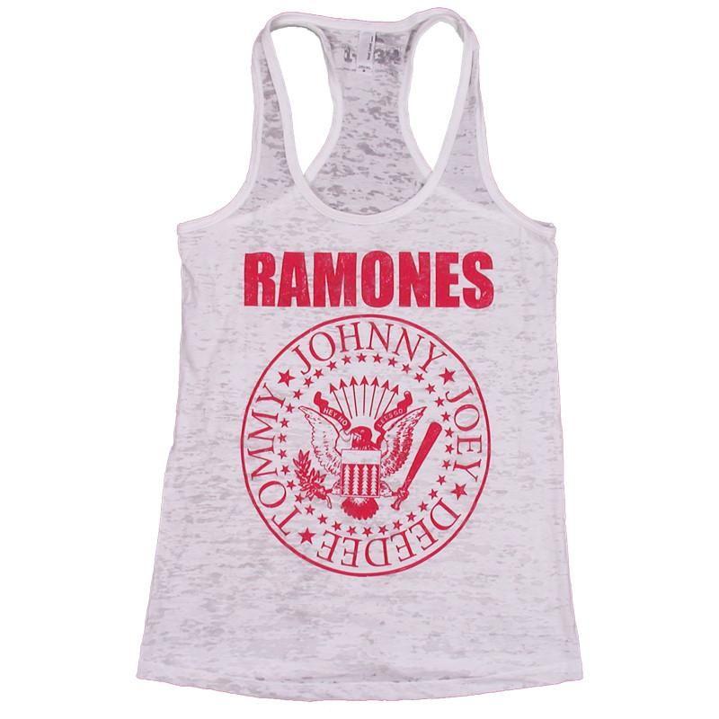 Pink Ramones Logo - Ramones Ladies Burnout Distress Logo Tank