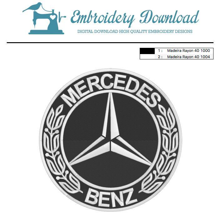 Mercedez Benz Logo - Mercedes Benz logo embroidery design for instant download