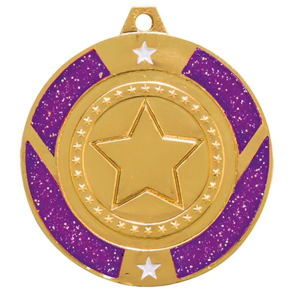 Purple Yellow Circle Logo - Glitter Star Purple Medal - MM17146 | Impact Trophies