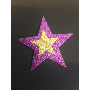 Purple and Gold Star Logo - Glitter Sparkly Purple Gold Star Iron On Craft Motif Stylish Patch ...