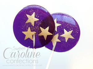 Purple and Gold Star Logo - Purple and Gold Star Lollipops of 6