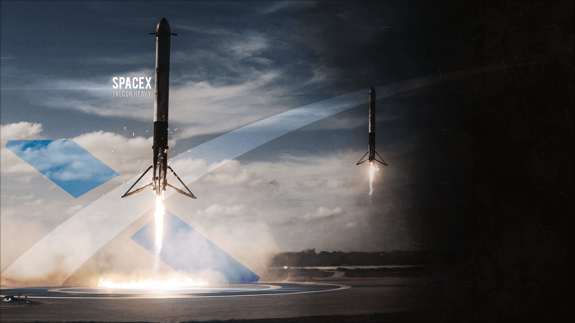 Falcon Heavy Logo - Wallpaper I made of the Falcon Heavy side boosters landing