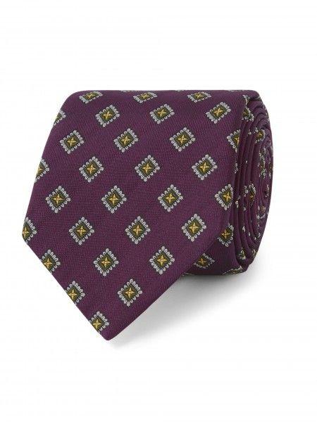 Purple and Gold Star Logo - Purple & Gold Star Motif Woven Silk Tie