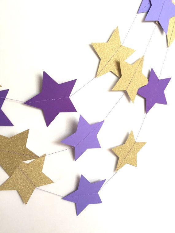 Purple and Gold Star Logo - Purple and Gold Stars Garland by mikaspartyshop on Etsy | 1st ...
