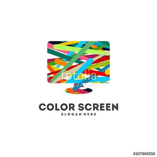 Colorful Computer Logo - Abstract Colorful Screen logo designs concept, Colorful computer