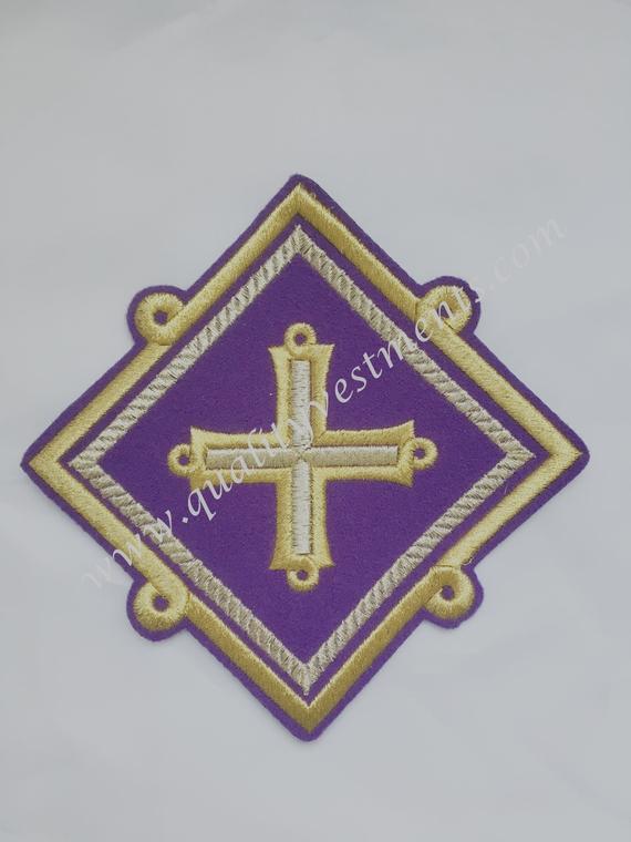 Purple and Gold Star Logo - Liturgical Star Kustodia Violet Purple Gold embroidered sew on