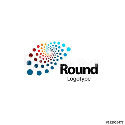 Colorful Computer Logo - Unusual brain, circular abstract logo. New digital technology round ...