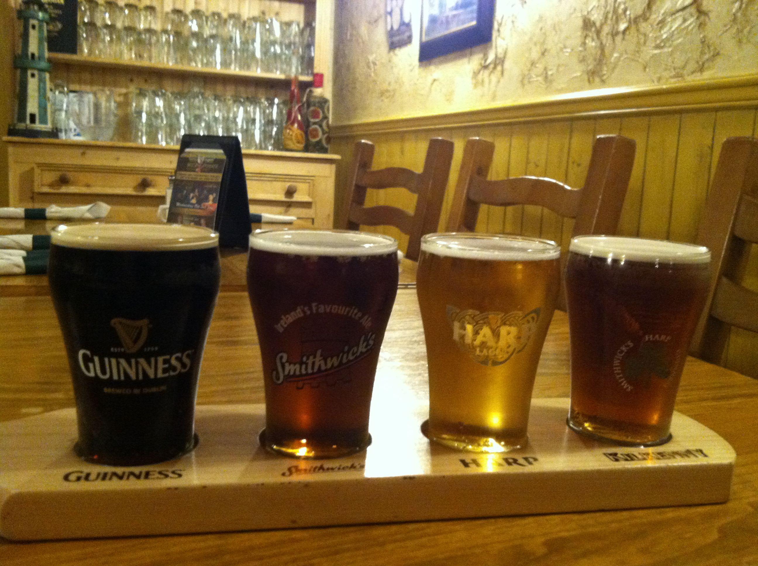 Smithwick's Harp and Logo - Shamrack beer sampler...Guinness, Smithwicks, Harp, and Kilkenny ...