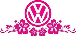 Pink VW Logo - VW Logo Badge Hibiscus Flower Surf/Camper/Car/Van/Wall Vinyl ...