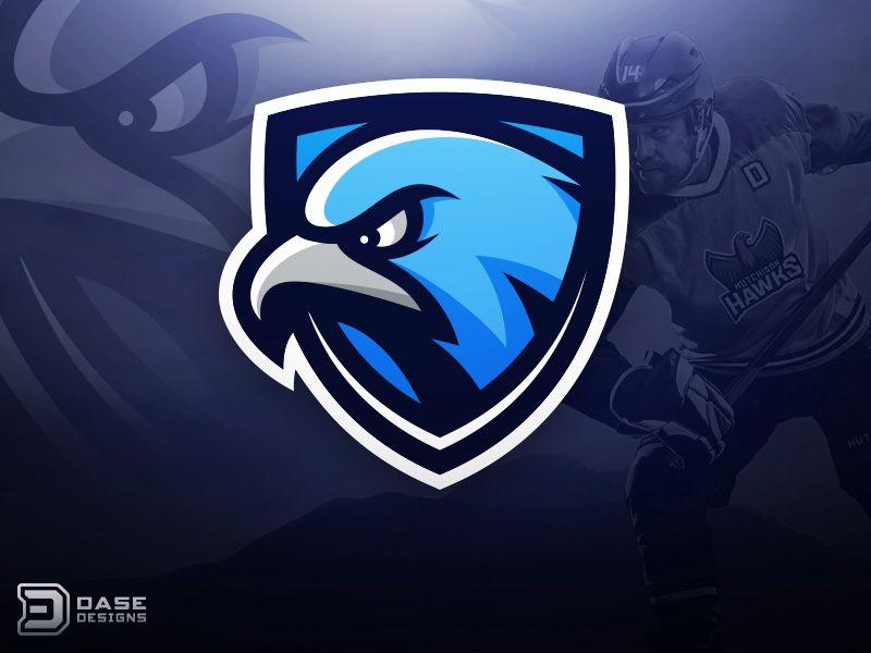 Blue Hawk Hockey Logo - Hutchison Hawks Secondary Logo