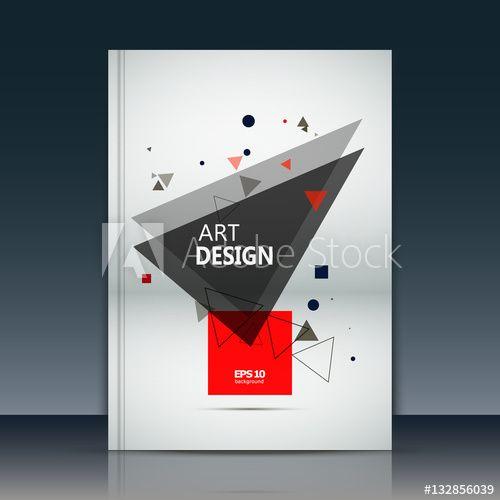 Box in White Red Triangle Logo - Abstract composition. Text frame surface. Brochure cover. White