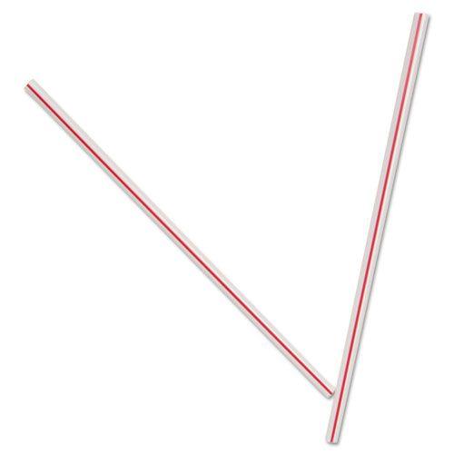 Box in White Red Triangle Logo - Unwrapped Hollow Stir Straws, Plastic, White Red, 1000 Box, 10