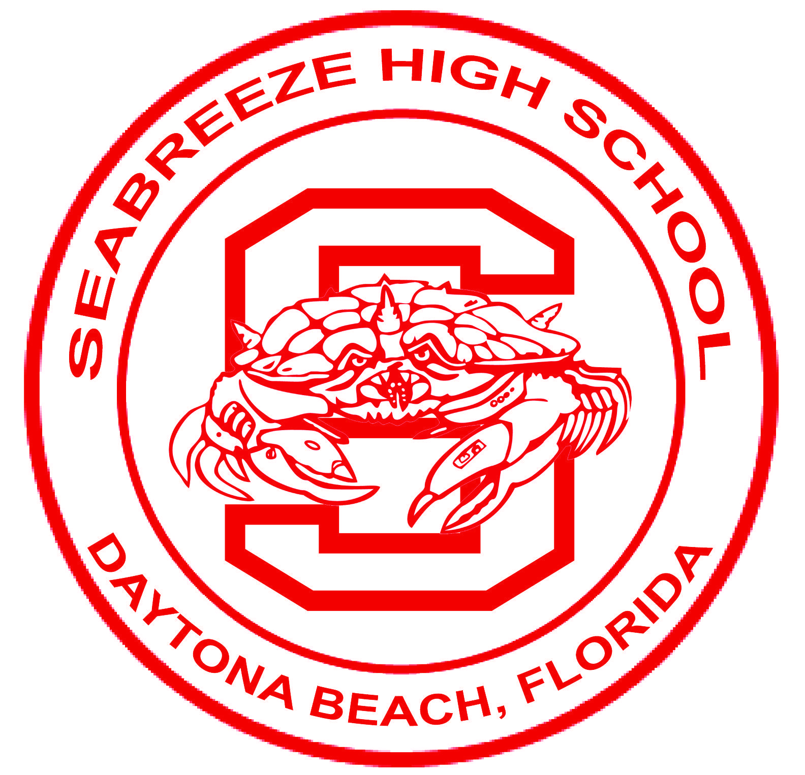 Looks Like in a Red Circle Logo - Sandcrab logos High School