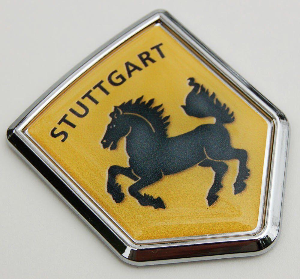 Stuttgart Car Logo - Stuttgart Horse Flag Car Chrome Emblem German 3D Decal